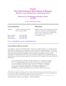 Sample New York University Stern School of Business