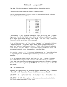 StatCrunch - Assignment #5 - Assignments for Math 43 Statistics