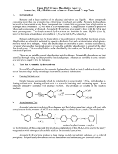 Chem 4563 Organic Qualitative Analysis Aromatics, Alkyl Halides