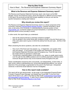 The Revenue and Expense Statement Summary Report