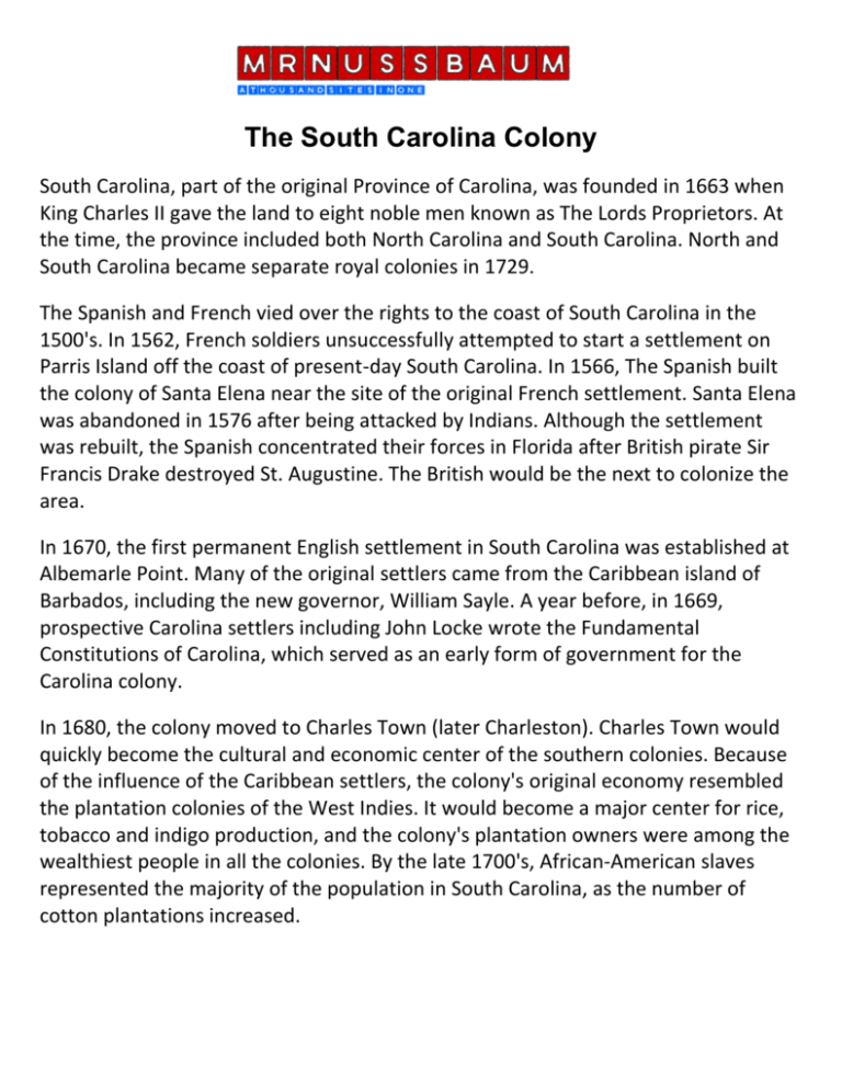 The South Carolina Colony