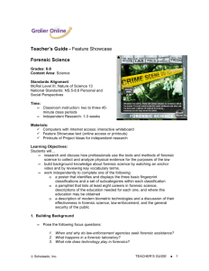 Teacher's Guide - Feature Showcase Forensic Science
