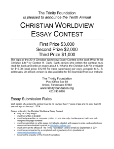christian worldview essay contest