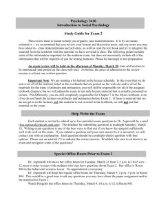 Psychology 3410 Introduction to Social Psychology Study Guide for