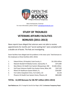 study of troubled veterans affairs facilities bonuses