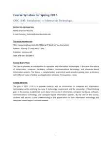 CPSC 1105- Husainy  - TSYS School of Computer Science