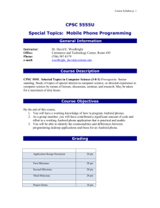 CPSC 5555U Special Topics: Mobile Phone Programming