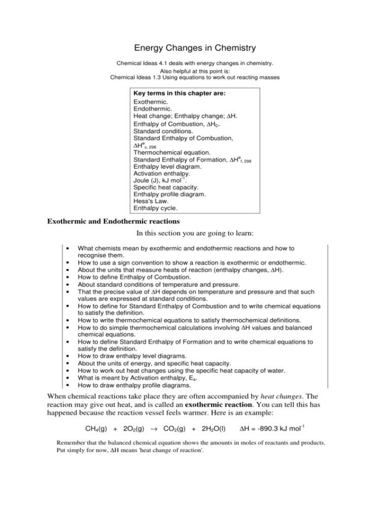 What Are Energy Changes In Chemistry
