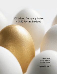 2012 Good Company Index: It (Still) Pays to Be Good