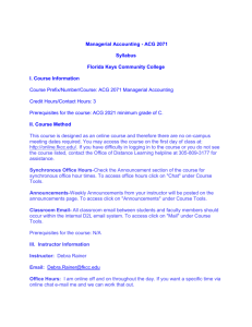 Managerial Accounting - ACG 2071 Syllabus Florida Keys