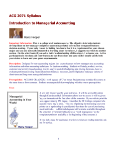 ACG 2071 Syllabus Introduction to Managerial Accounting