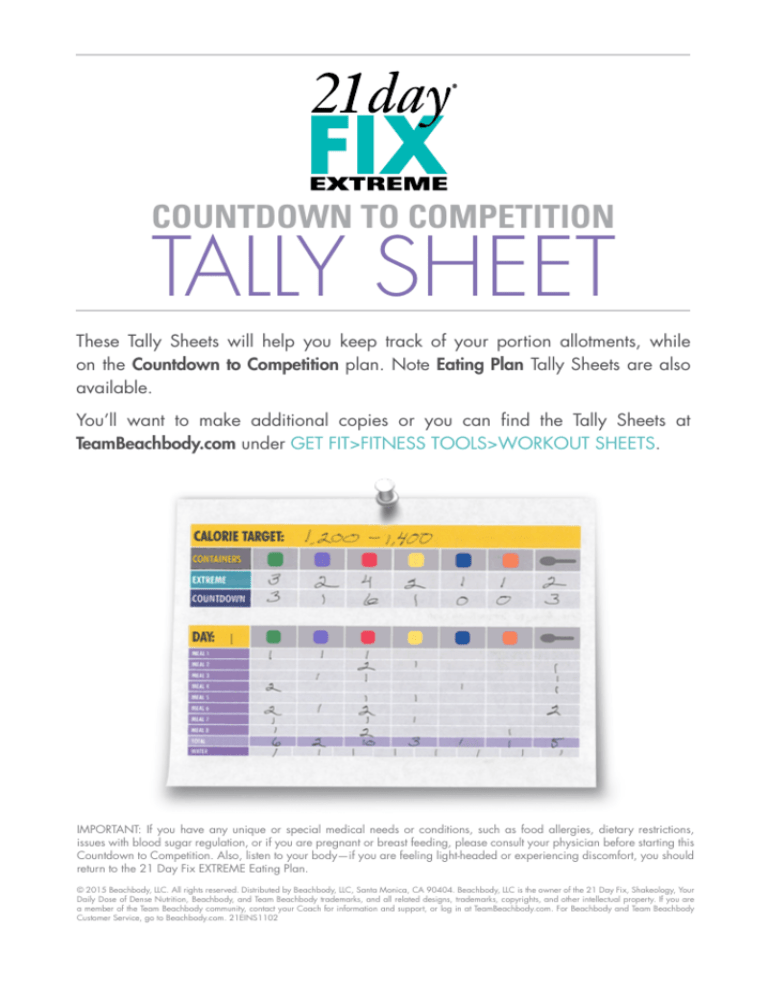 21 day fix extreme countdown to competition meal plan