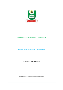 BIO 101 Genreal Biology I.rtf - National Open University of Nigeria