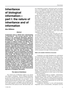 Inheritance of biological information— part I: the nature of