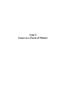 Unit 2 Gases as a Form of Matter