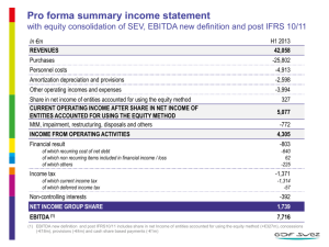 Pro forma summary income statement as of June 30, 2013 with