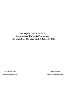 BANQUE MISR - S.A.E. Summarized Financial Statements As of and
