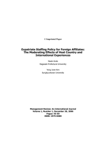 Expatriate Staffing Policy for Foreign Affiliates: The Moderating