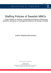 Staffing Policies of Swedish MNCs