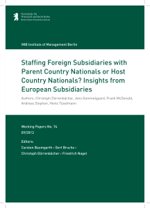 Staffing Foreign Subsidiaries with Parent Country Nationals or Host