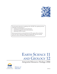 earth science 11 and geology 12 - Ministry of Education