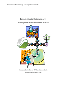 Teachers Guide for Biotechnology - GADOE Georgia Department of