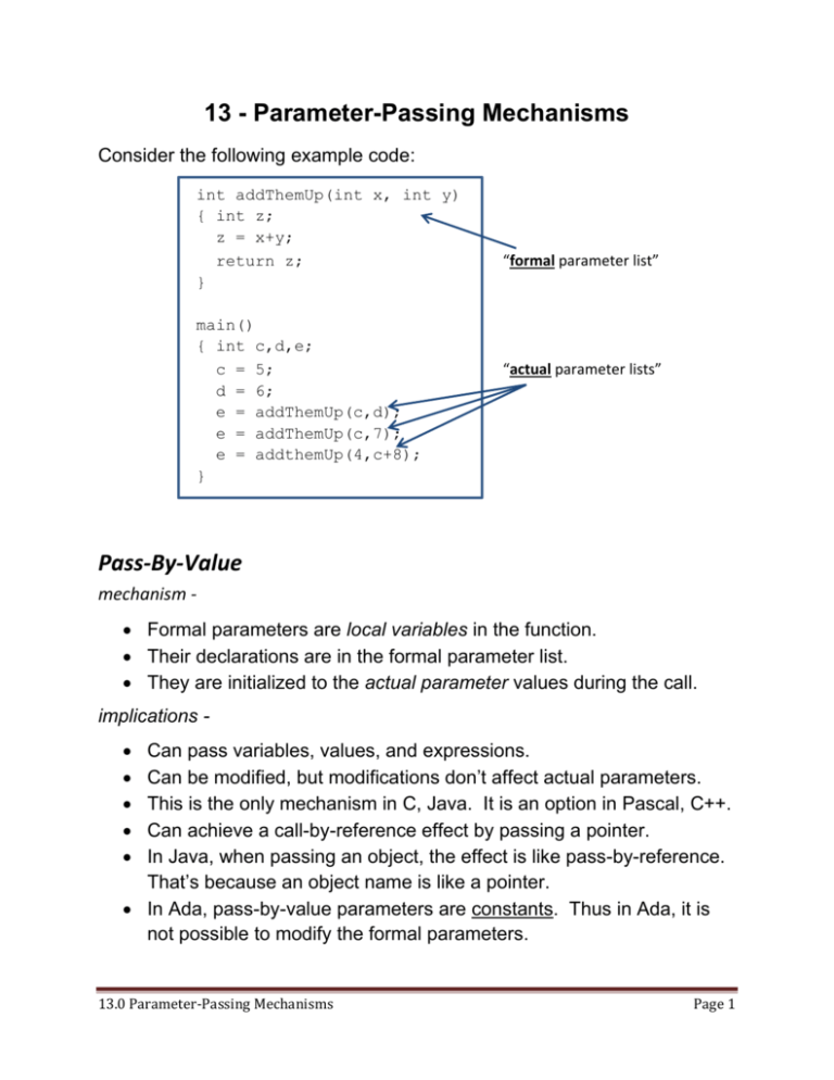 13 0 Parameter Passing