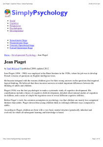 Jean Piaget | Cognitive Theory | Simply Psychology