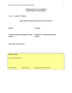NORTHCENTRAL UNIVERSITY ASSIGNMENT COVER SHEET