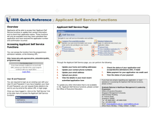 ISIS Quick Reference y Applicant Self Service Functions