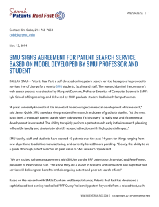 SMU SIGNS AGREEMENT FOR PATENT SEARCH SERVICE