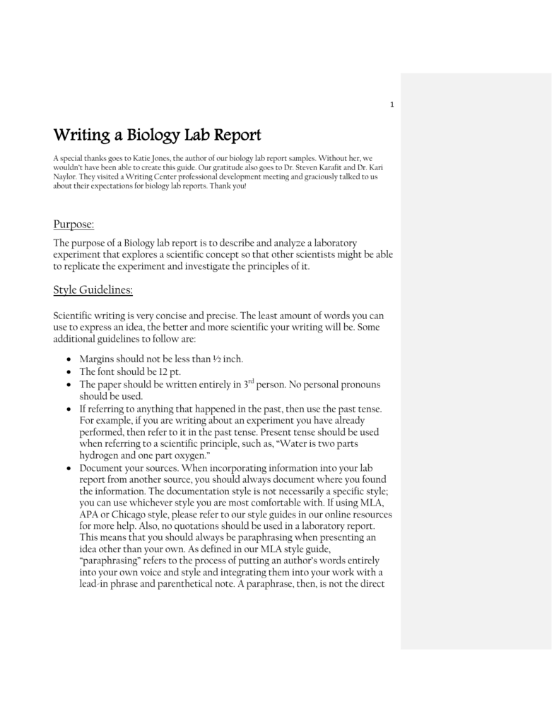 biology research report example