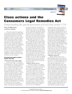 Class actions and the Consumers Legal