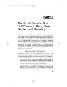 PART I The Social Construction of Difference: Race, Class, Gender