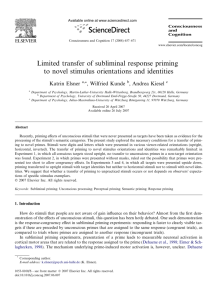 Limited transfer of subliminal response priming to novel stimulus