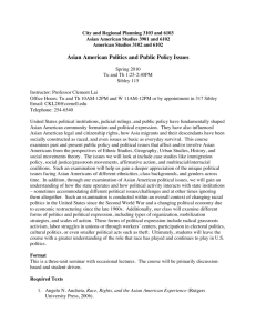 AAS 3901/6102 Asian American Politics & Public Policy