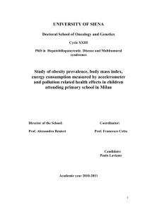 Study of obesity prevalence, body mass index, energy