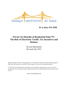 Private Net Benefits of Residential Solar PV