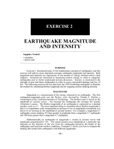 Exercise 2. Earthquake magnitude and intensity