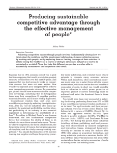 Producing sustainable competitive advantage through the effective