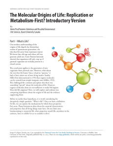 The Molecular Origins of Life: Replication or Metabolism