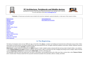 PC Architecture, Peripherals and Mobile devices