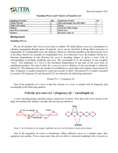 Velocity of a wave (v) = frequency (f) × wavelength (λ)