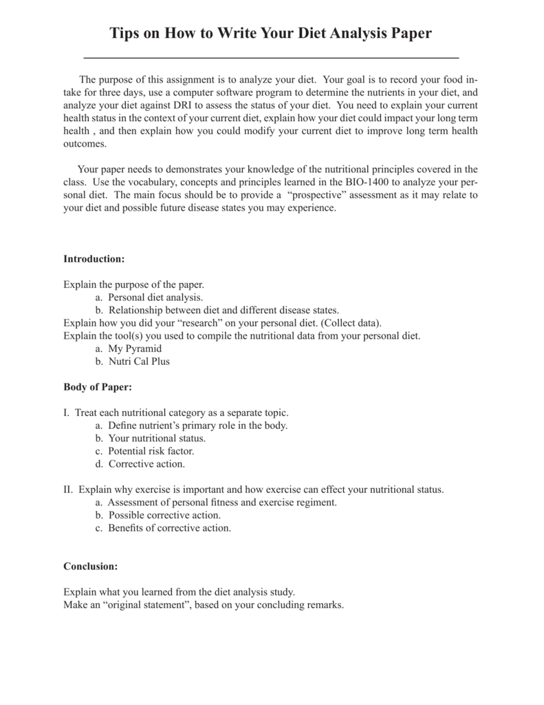 thesis example about nutrition