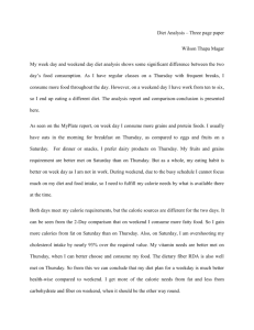 Diet Analysis – Three page paper Wilson Thapa Magar My week