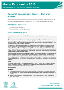 Research assessment: Essay — Diet and disease -