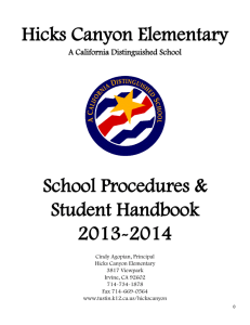 Hicks Canyon Elementary School Procedures & Student Handbook