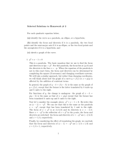 Selected Solutions to Homework # 2 For each quadratic equation
