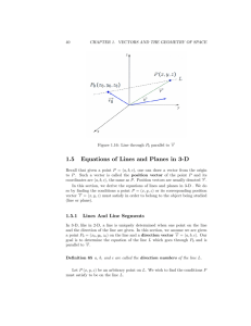 1.5 Equations of Lines and Planes in 3-D