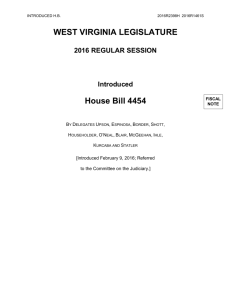 WEST VIRGINIA LEGISLATURE House Bill 4454